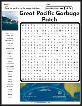Preview of The Great Pacific Garbage Patch - Word Search Puzzle