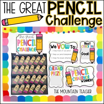 Preview of The Great Pencil Challenge Editable Bulletin Board and Google Slides 