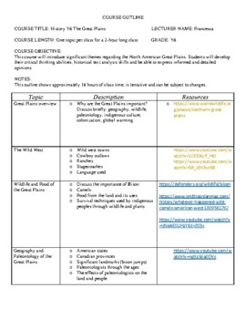 Preview of The Great Plains course outline