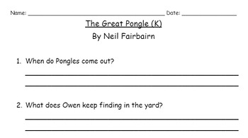 Preview of The Great Pongle (K)