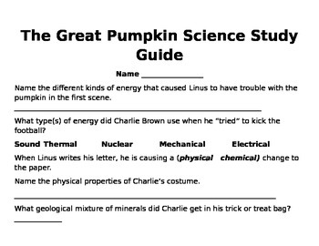 Preview of The Great Pumpkin Science Study Guide