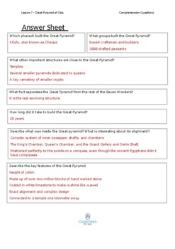 Preview of The Great Pyramid of Giza - Answer Sheet