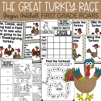 Preview of The Great Turkey Race Thanksgiving Activity Book Companion Reading Comprehension