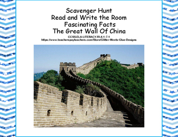 Preview of Great Wall of China  Scavenger Hunt - Read and Write The Room - Ancient China