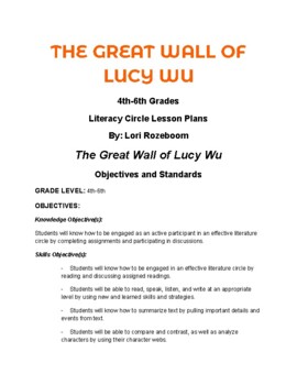 Preview of The Great Wall of Lucy Wu Literacy Circle Lesson Plans