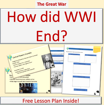 Preview of The Great War Lesson Plan | Armistice | End of World War One | Hundred Days