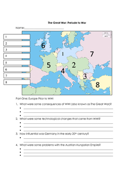 The Great War : Prelude to War Worksheet by TheMrsWells | TpT