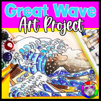 Preview of The Great Wave Art Lesson Plan, Japanese Artwork for 4th, 5th, and 6th Grade
