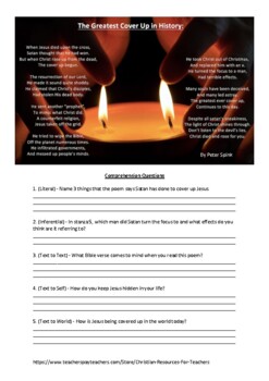 Preview of The Greatest Cover Up in History - Christian Poetry Comprehension Worksheet