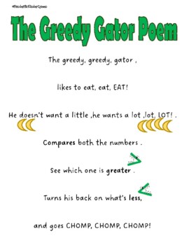 Preview of The Greedy Gator Poem