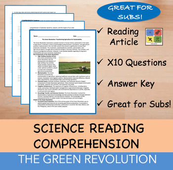 Preview of The Green Revolution - Reading Passage x 10 Questions