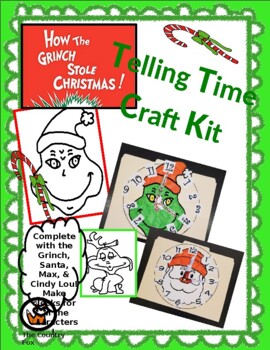 Preview of The Grinch Clock Craft Kit Telling Time