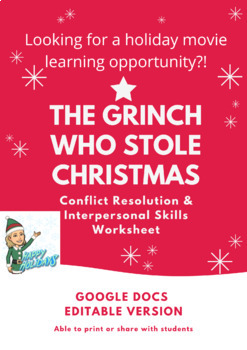 Preview of The Grinch:Conflict Resolution & Interpersonal Skills Worksheet- HOLIDAY VERSION