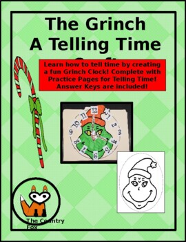 Preview of The Grinch Telling Time Clock Craft Kit