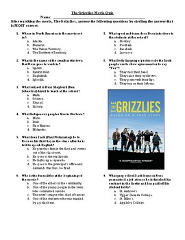 Preview of The Grizzlies Movie Quiz