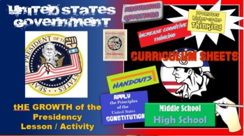 Preview of Amer Gov - The Growth of Presidential Powers Lesson Plan High School
