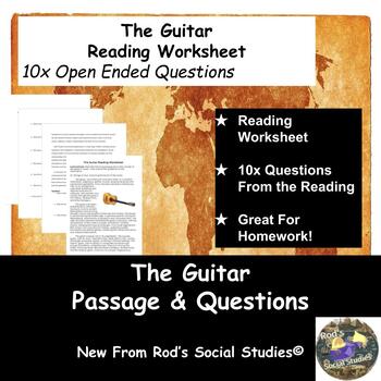 Preview of The Guitar Reading Worksheet **Editable**