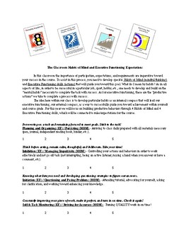 Preview of The Habits of Mind & Executive Functioning Classroom Expectations