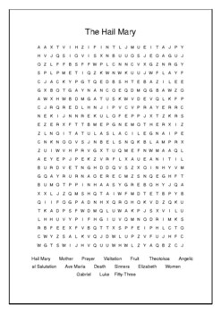 The Hail Mary Prayer Crossword Puzzle and Word Search Bell Ringer