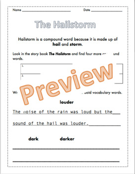 Preview of The Hailstorm by Jenny Giles guided reading work