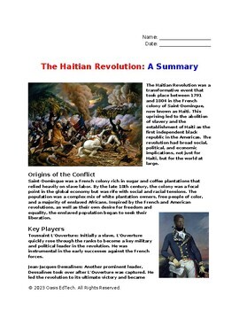 Preview of The Haitian Revolution Worksheet