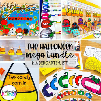 Preview of Halloween MEGA Bundle 11 Resources K, 1 Bulletin Boards Math ELA - October