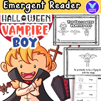 Preview of The Halloween Vampire Boy Emergent Reader Kindergarten ELA Activities NO PREP