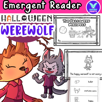 Preview of The Halloween Werewolf Emergent Reader Kindergarten ELA Activities NO PREP