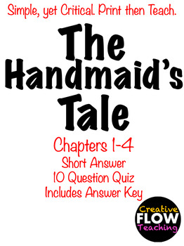 Preview of The Handmaid's Tale Comprehension Quiz over Chapters 1-4