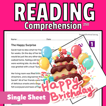 Preview of The Happy Surprise Social and Emotional Learning Grade 4 Reading Comprehension