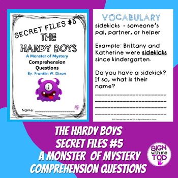 Preview of The Hardy Boys A Monster of Mystery Comprehension Questions