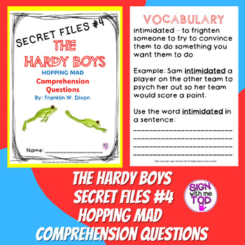 Preview of The Hardy Boys Hopping Mad Comprehension Questions