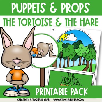 Preview of The Hare and the Tortoise Puppets and Props | Great for ESL Classes