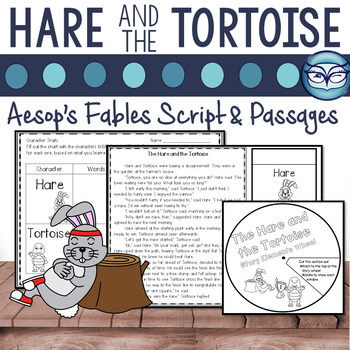 Preview of Aesop's Fables The Hare and the Tortoise Passage and Readers' Theater Script