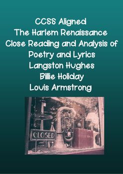 Preview of The Harlem Renaissance Close Reading and Analysis of Poetry and Lyrics