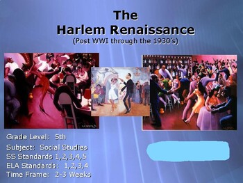 Preview of The Harlem Renaissance (post WWI Through the 1930s) ELA and SS Project