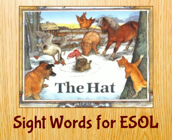 Preview of The Hat - Jan Brett - Sight Words/ Picture Vocabulary Cards for ESOL or Primary