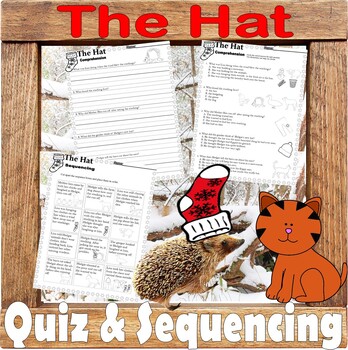 Preview of The Hat Jan Brett Winter Reading Quiz Tests Story Sequencing