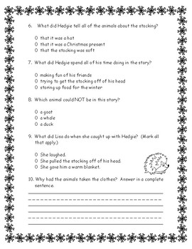 The Hat by Jan Brett -- A Comprehension Check by Sharon Fendrick