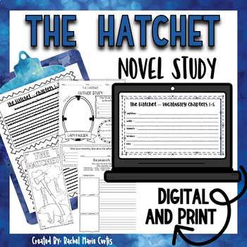 Preview of The Hatchet Novel Study - Google Classroom - Distance Learning Print and Digital