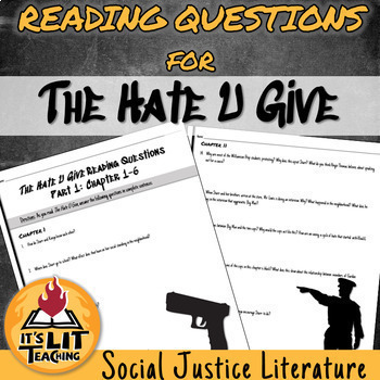 Preview of The Hate U Give Chapter Questions Worksheets | Printable, Digital, & Editable