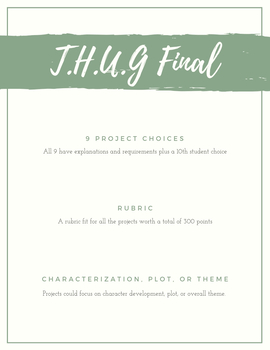 Preview of The Hate U Give | Final Menu Project | Student Choice