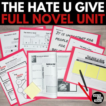 Preview of The Hate U Give Full Novel Unit Bundle - Printable Novel Study - Angie Thomas