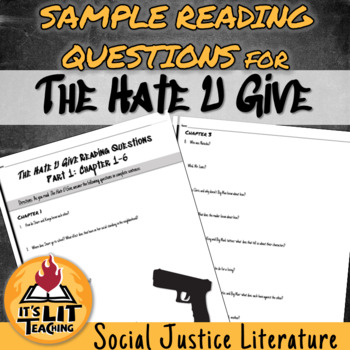 Preview of The Hate U Give Reading Comprehension Questions Ch. 1-6
