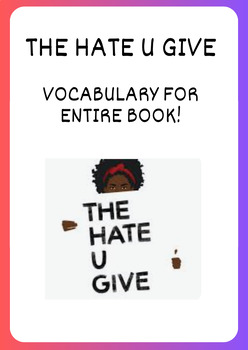 Preview of The Hate U Give Vocabulary for Entire book!