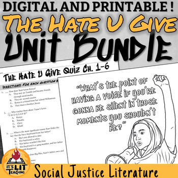 Preview of The Hate U Give by Angie Thomas Whole Unit Bundle | Printable & Digital