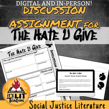Preview of The Hate U Give by Angie Thomas Discussion Assignment with 5 Essential Questions