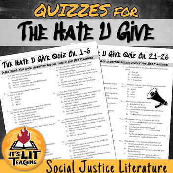 Preview of The Hate U Give by Angie Thomas Multiple-Choice Quizzes: Editable & Self-grading
