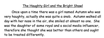 Preview of The Haughty Girl and the Bright Shawl: Decodable Text /aw/ sound and spellings