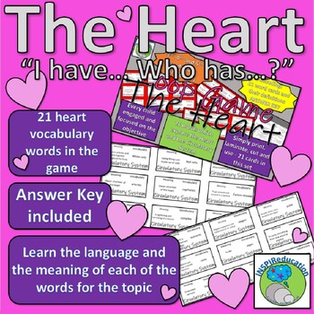 Preview of The Heart and Circulatory System "I have...Who has..?" 21 Science Language cards